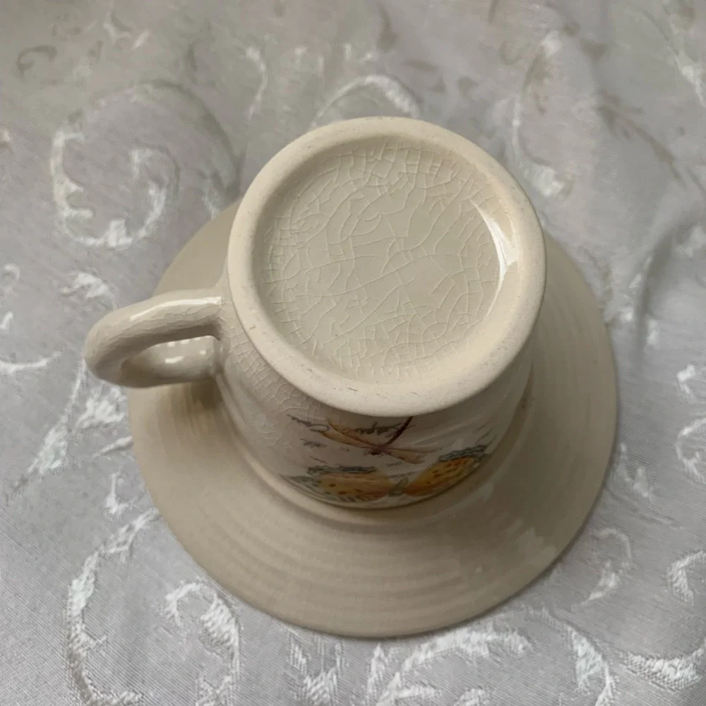 Butterfly Dragonfly Cup And Saucer Tea light/votive Holder ? Unmarked Cottage